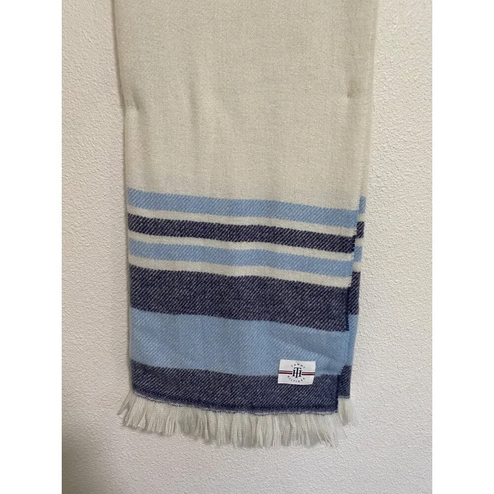 Tommy Hilfiger Faux Cashmere Throw Blanket 50x70, Multicolor Fringe